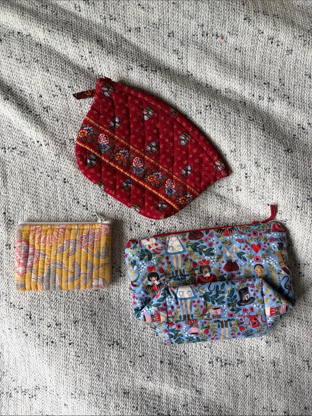 Bundle of 3 Padded Cotton Pouches